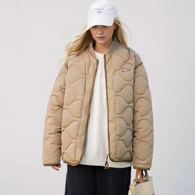 Vintage Quilted Cotton Baseball Jacket Women Waterproof Padded Coat