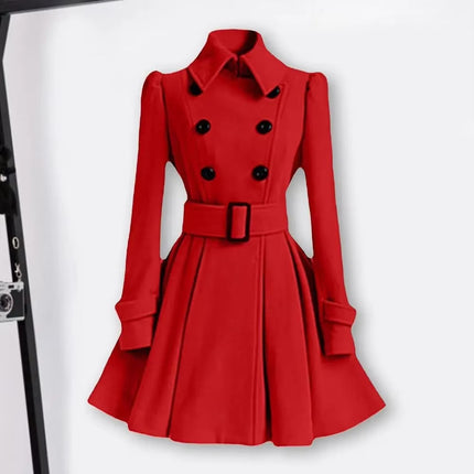 Women’s Double Breasted Long Wool Coat | Autumn Winter Warm Overcoat